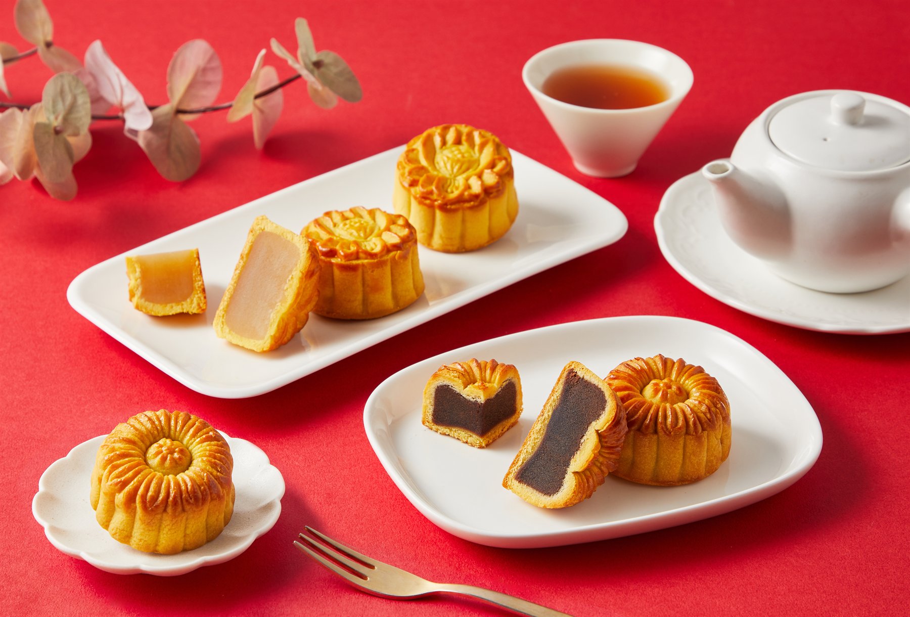 玉山之月雙味月餅與茶席情境
